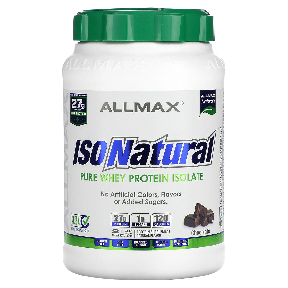 ALLMAX IsoNatural Whey Protein Isolate, Chocolate, 2 lbs