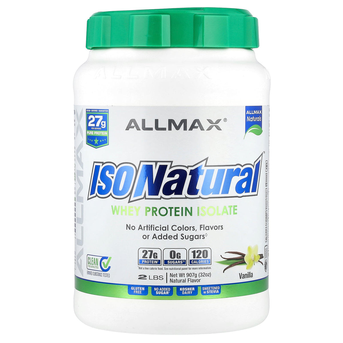 ALLMAX IsoNatural Whey Protein Isolate, Vanilla, 2 lbs