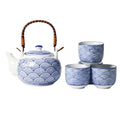 Seikaiha Waves Tea Set 22oz Tea Pot With 4 Cups