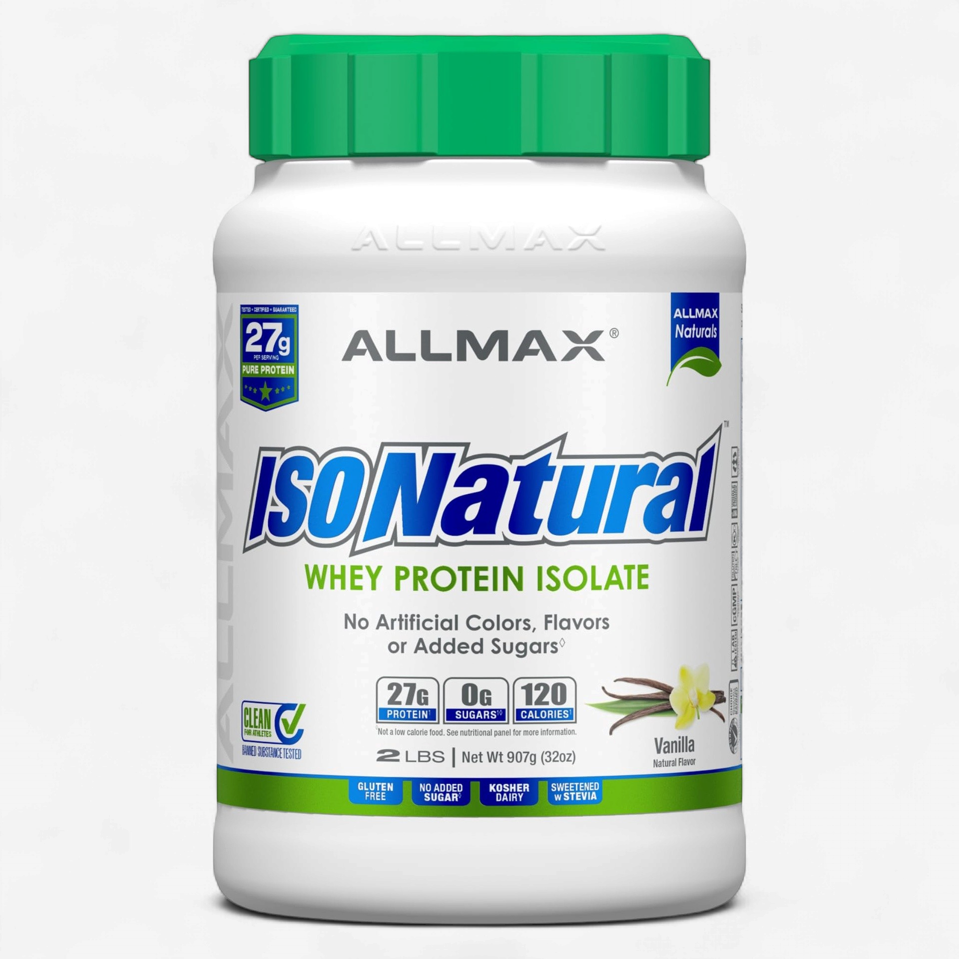 ALLMAX IsoNatural 2lbs Whey Protein Powder Isolate 2 Flavors