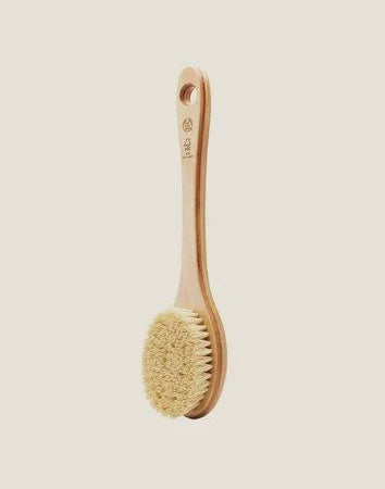 Long Handle Wood and Natural Bristle Bath Brush