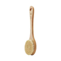Long Handle Wood and Natural Bristle Bath Brush on white background